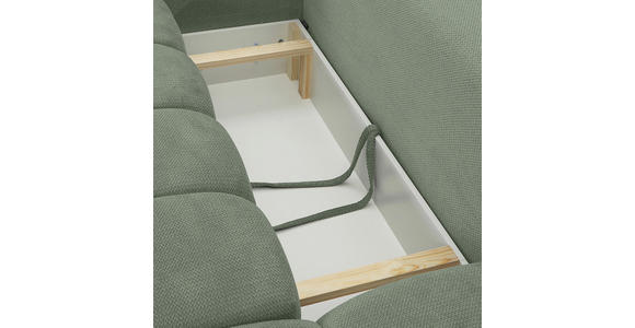 ECKSOFA Salbeigrün Plüsch Zierkissen, Rückenkissen, Bettkasten, Schlaffunktion, Rücken echt, Liegefläche im Originalstoff  - Salbeigrün/Schwarz, KONVENTIONELL, Kunststoff/Textil (253/192cm) - Carryhome