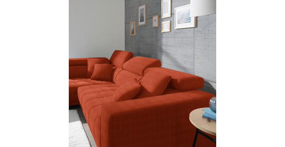 ECKSOFA in Mikrofaser Orange  - Chromfarben/Orange, Design, Textil/Metall (207/301cm) - Xora