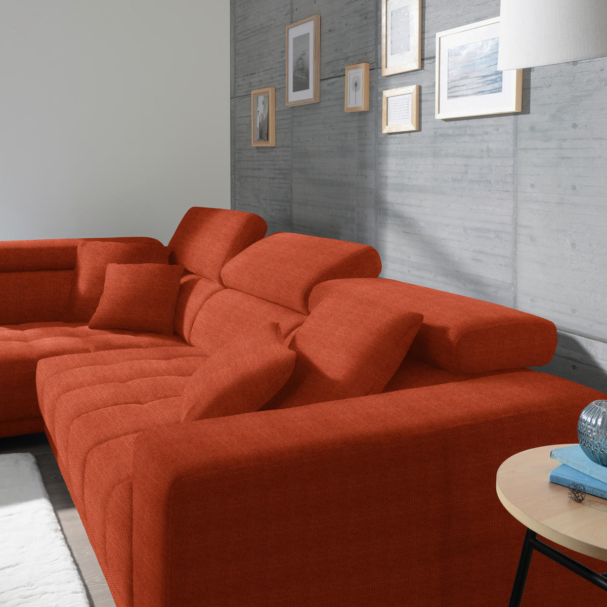 ECKSOFA in Mikrofaser Orange  - Chromfarben/Orange, Design, Textil/Metall (207/301cm) - Xora