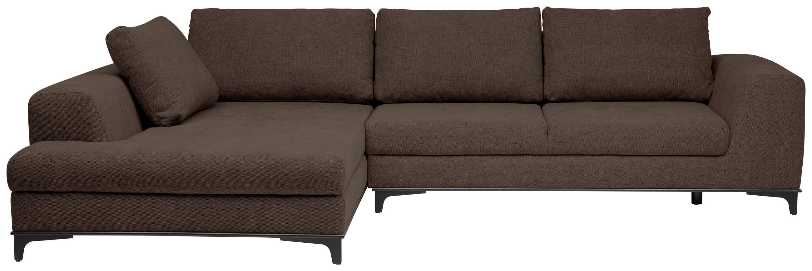 ECKSOFA inkl. Funktionen Dunkelbraun Webstoff  - Dunkelbraun/Schwarz, Design, Metall (211/314cm) - Stylife