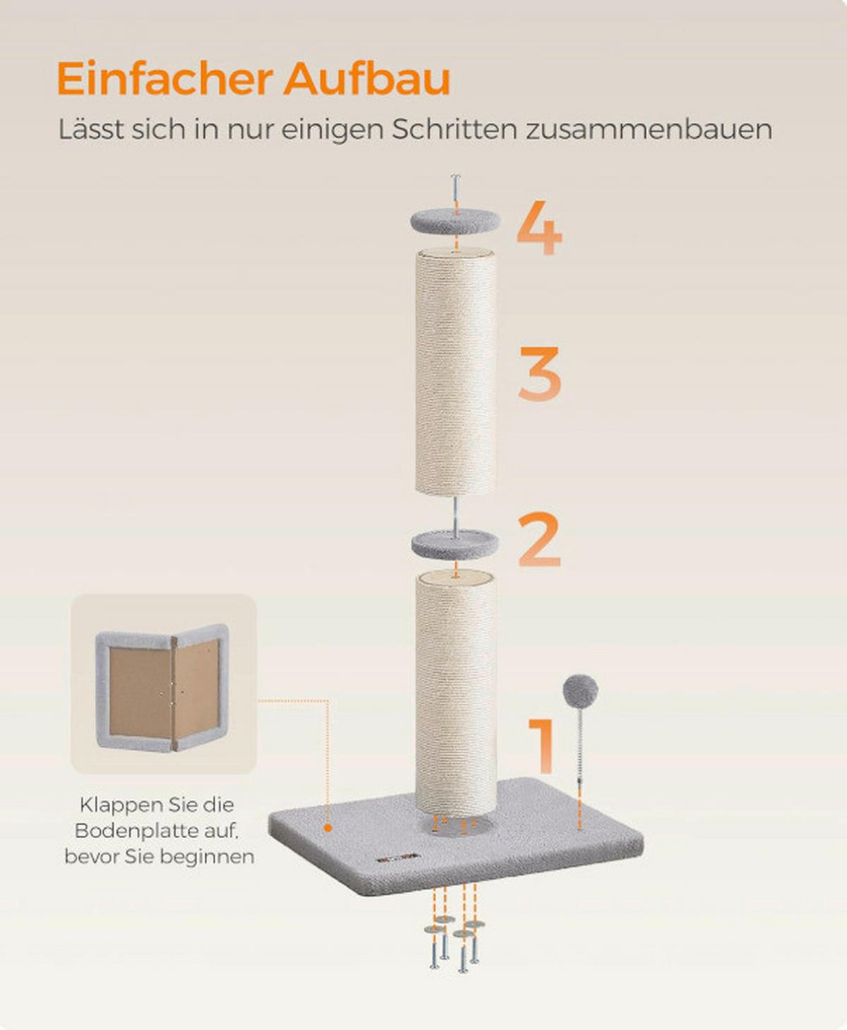 KRATZBAUM - Beige/Grau, Trend, Papier/Holzwerkstoff (50/85/40cm) - Boxxx