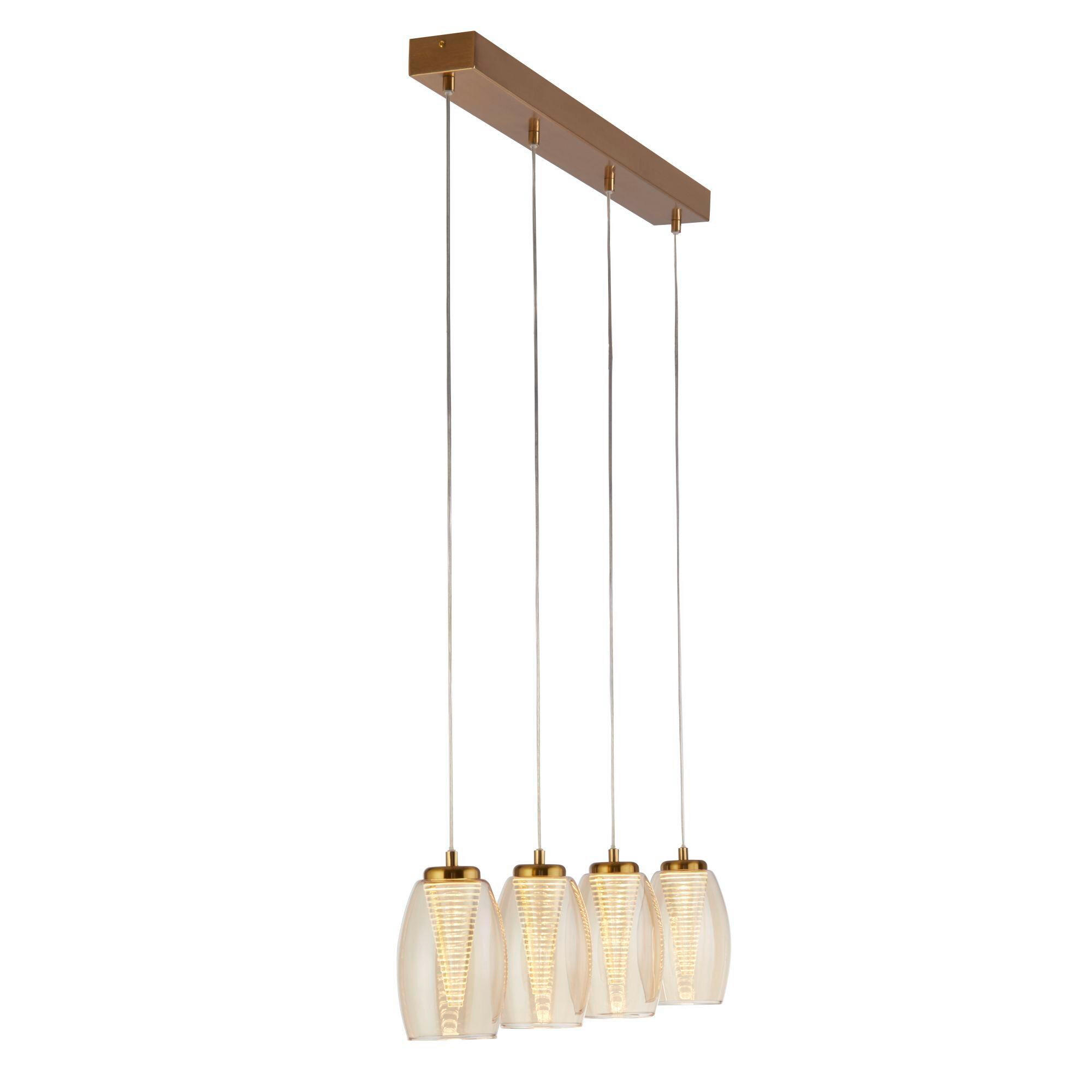 LED-HÄNGELEUCHTE Cyclone 75,5/11,5/150 cm   - Champagner/Messingfarben, Design, Glas/Metall (75,5/11,5/150cm)
