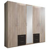 DREHTÜRENSCHRANK 225/210/58 cm 5-türig Graphitfarben, Eichefarben  - Eichefarben/Silberfarben, Design, Glas/Holzwerkstoff (225/210/58cm) - MID.YOU