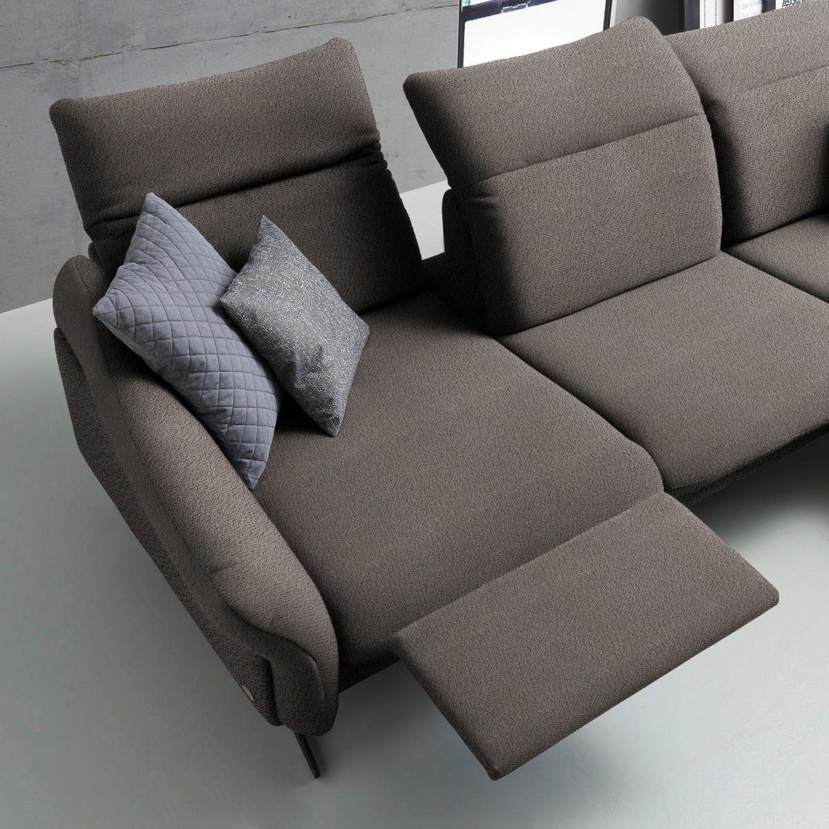 ECKSOFA in Webstoff Dunkelgrau  - Dunkelgrau/Anthrazit, Design, Textil/Metall (299/203cm) - Himolla