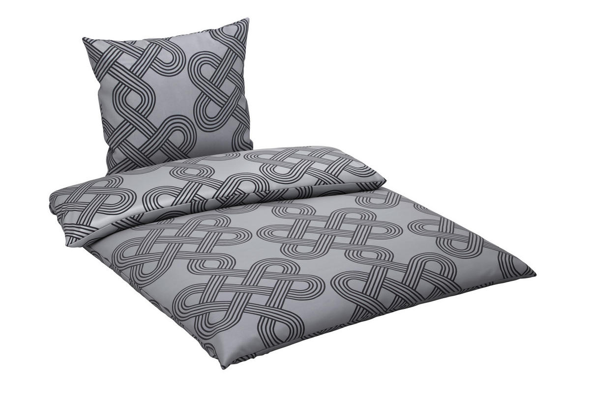 BETTWÄSCHE TIJN Satin 200/200 cm  - Anthrazit/Hellgrau, Design, Textil (200/200cm) - Novel