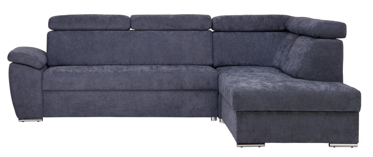 Ecksofa Dunkelblau Chenille  - Chromfarben/Dunkelblau, MODERN, Textil/Metall (270/230cm) - MID.YOU