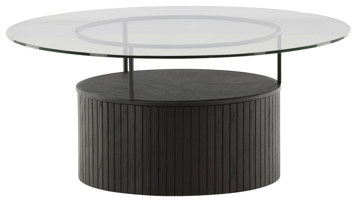 COUCHTISCH in Holz, Glas 90/90/40 cm  - Klar/Schwarz, Design, Glas/Holz (90/90/40cm) - Livetastic