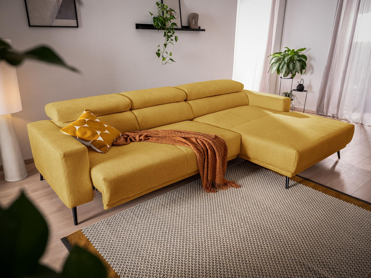 SAROKKANAPÉ textil sárga  - sárga/fekete, Design, textil/fém (317/193cm) - Xora
