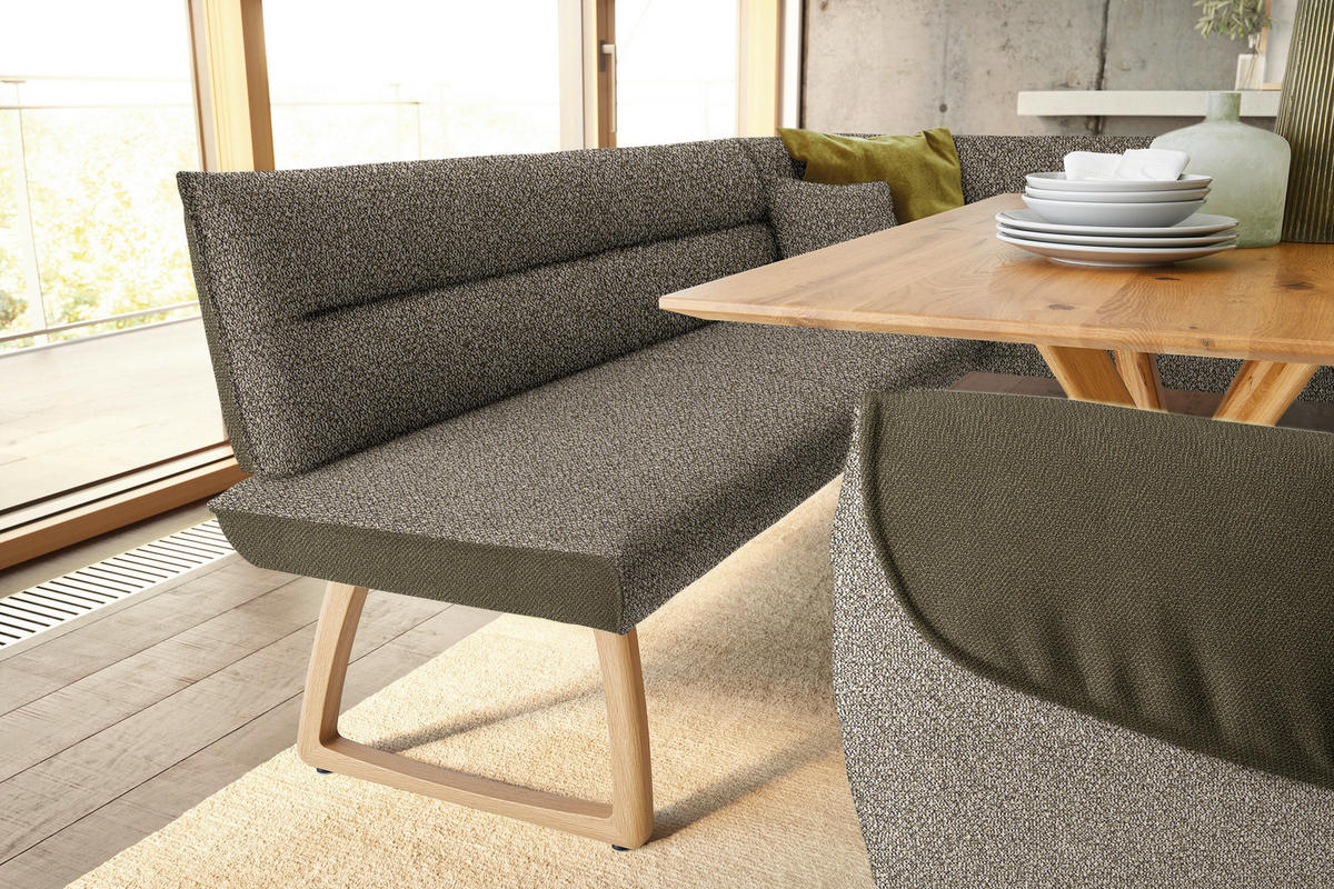 ECKBANK 162/237 cm  in Olivgrün  - Eichefarben/Olivgrün, Design, Holz/Textil (162/237cm) - Koinor