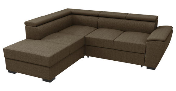 ECKSOFA  in Flachgewebe Braun  - Schwarz/Braun, KONVENTIONELL, Kunststoff/Textil (220/266cm) - Carryhome