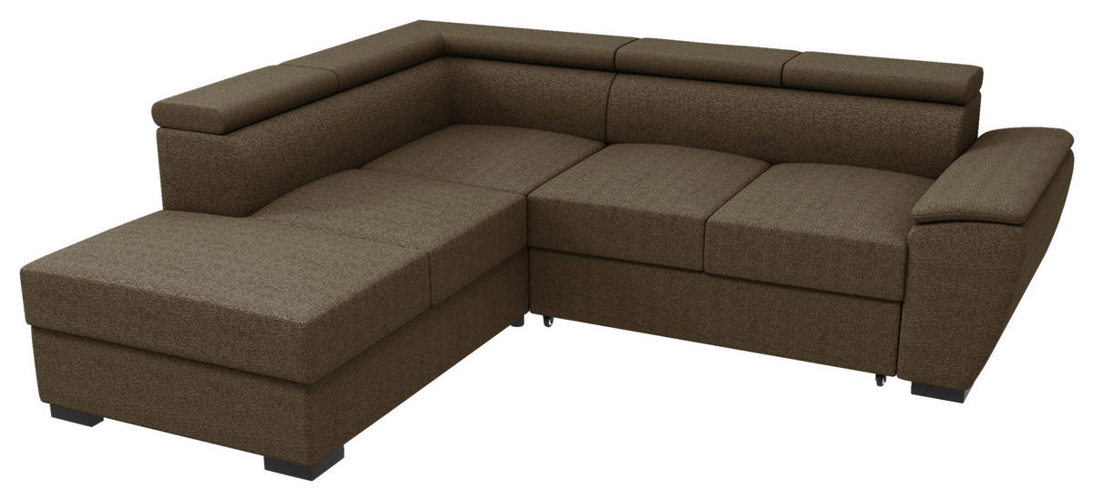 ECKSOFA Braun Flachgewebe  - Schwarz/Braun, KONVENTIONELL, Kunststoff/Textil (220/266cm) - Carryhome