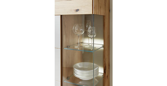 WOHNWAND  274/206/54 cm  in Weiß, Buchefarben  - Edelstahlfarben/Buchefarben, Design, Glas/Holz (274/206/54cm) - Valnatura