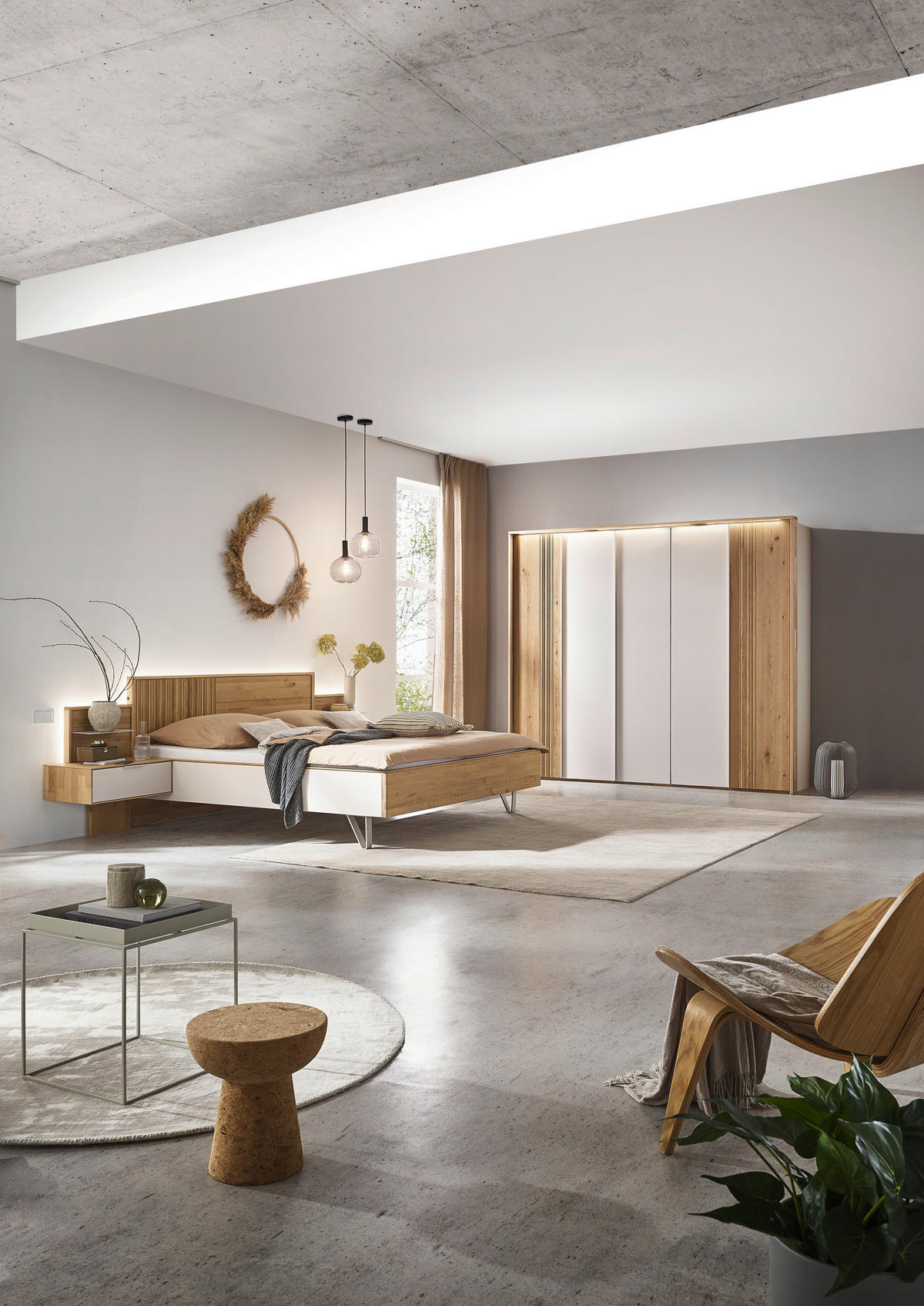 BETTANLAGE - Wildeiche/Perlmutt, Design, Holz (180/200cm) - Valnatura