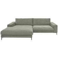 ECKSOFA Ottomane links  Grau Feincord  - Schwarz/Grau, Design, Textil/Metall (207/293cm) - Dieter Knoll