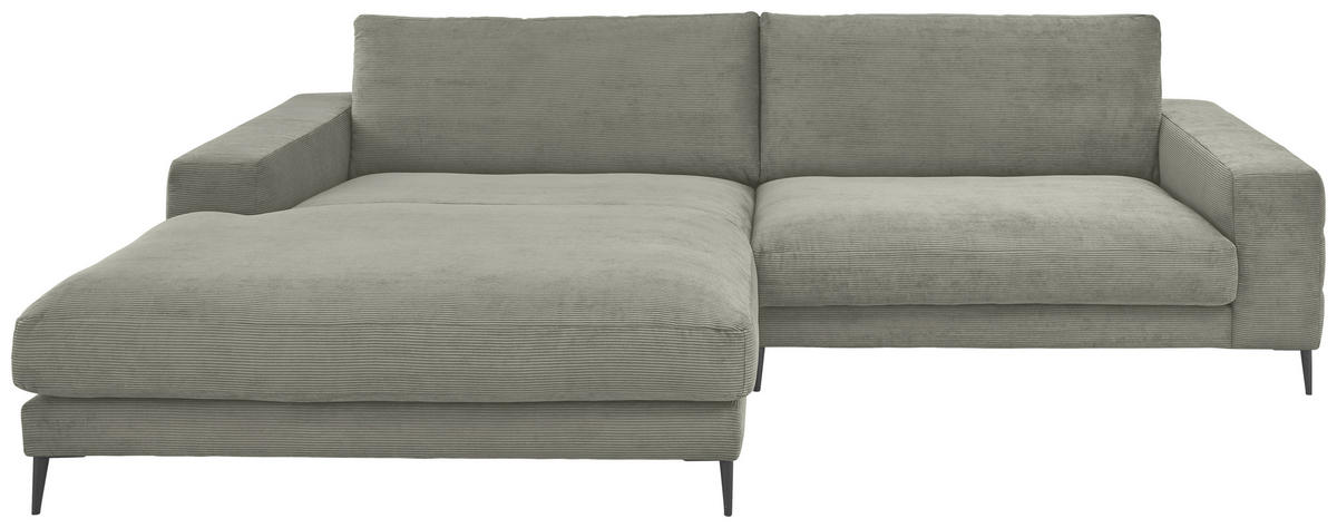 ECKSOFA Ottomane links  Grau Feincord  - Schwarz/Grau, Design, Textil/Metall (207/293cm) - Dieter Knoll
