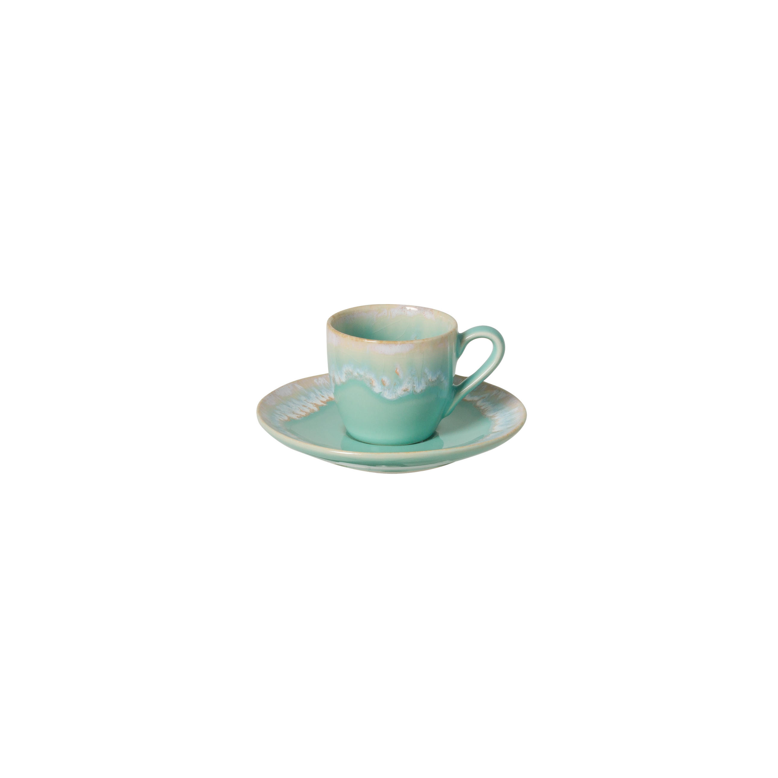 KAFFEETASSE MIT UNTERTASSE TAORMINA  - Türkis, Basics, Keramik (6,4/5,6/8,5cm) - Costa Nova