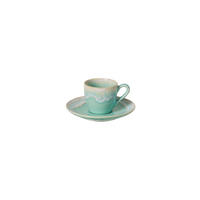KAFFEETASSE MIT UNTERTASSE TAORMINA  - Türkis, Basics, Keramik (6,4/5,6/8,5cm) - Costa Nova
