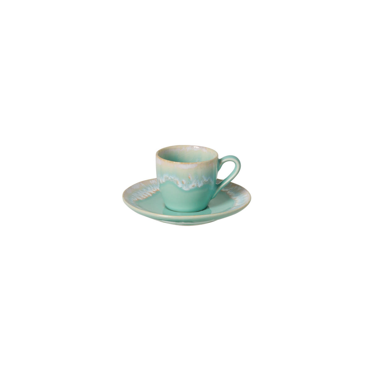 KAFFEETASSE MIT UNTERTASSE TAORMINA  - Türkis, Basics, Keramik (6,4/5,6/8,5cm) - Costa Nova