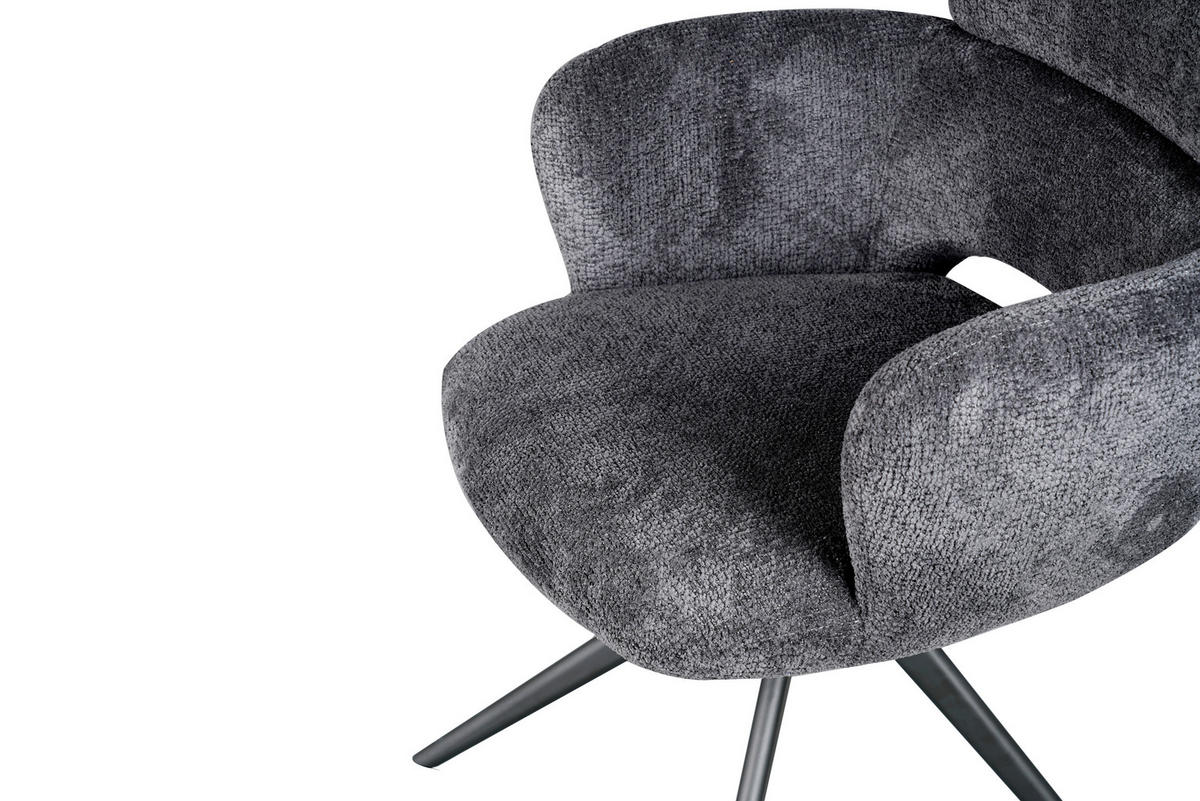 ARMLEHNSTUHL  Sitzfläche 360° drehbar Mikrofaser  Grau  - Grau, MODERN, Textil/Metall (61/88/63cm) - Livetastic