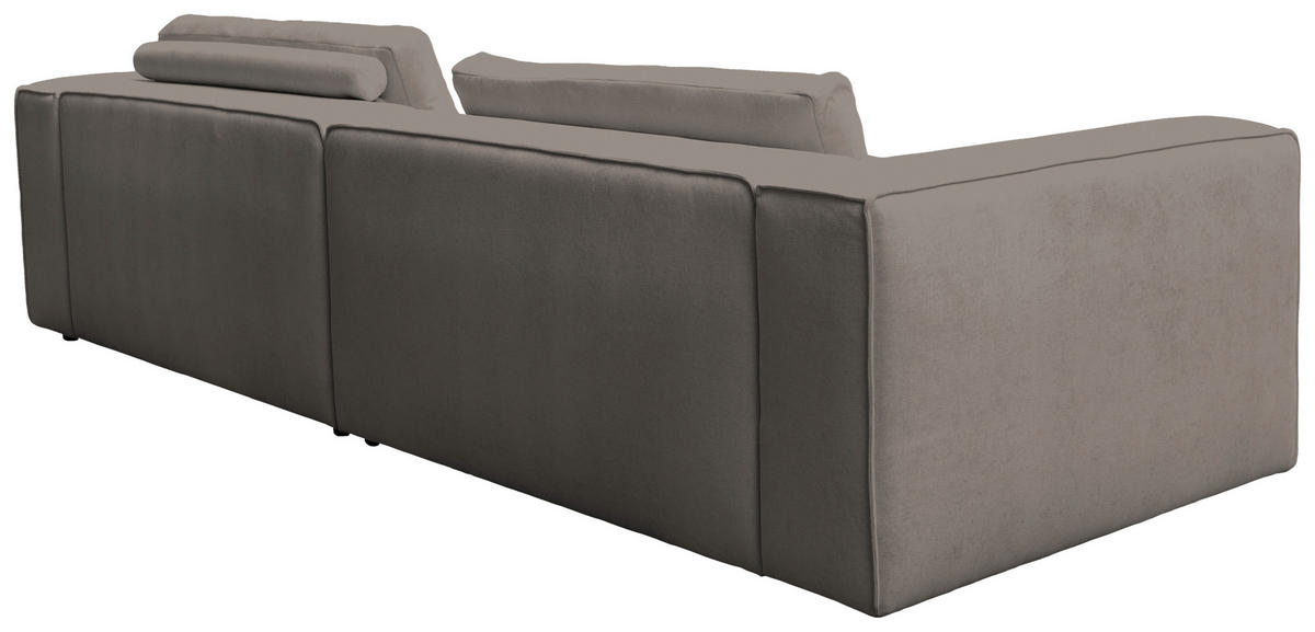 ECKSOFA Taupe Chenille Rücken echt  - Taupe/Schwarz, MODERN, Kunststoff/Textil (296/185cm) - Hom`in