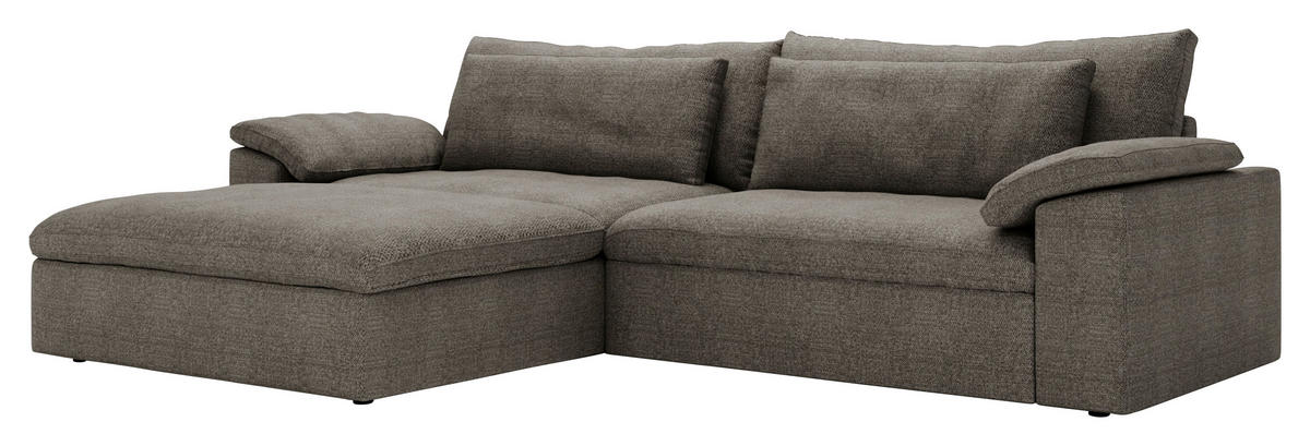 ECKSOFA  in Webstoff Graubraun  198/306 cm  - Graubraun/Schwarz, MODERN, Kunststoff/Textil (198/306cm) - Carryhome