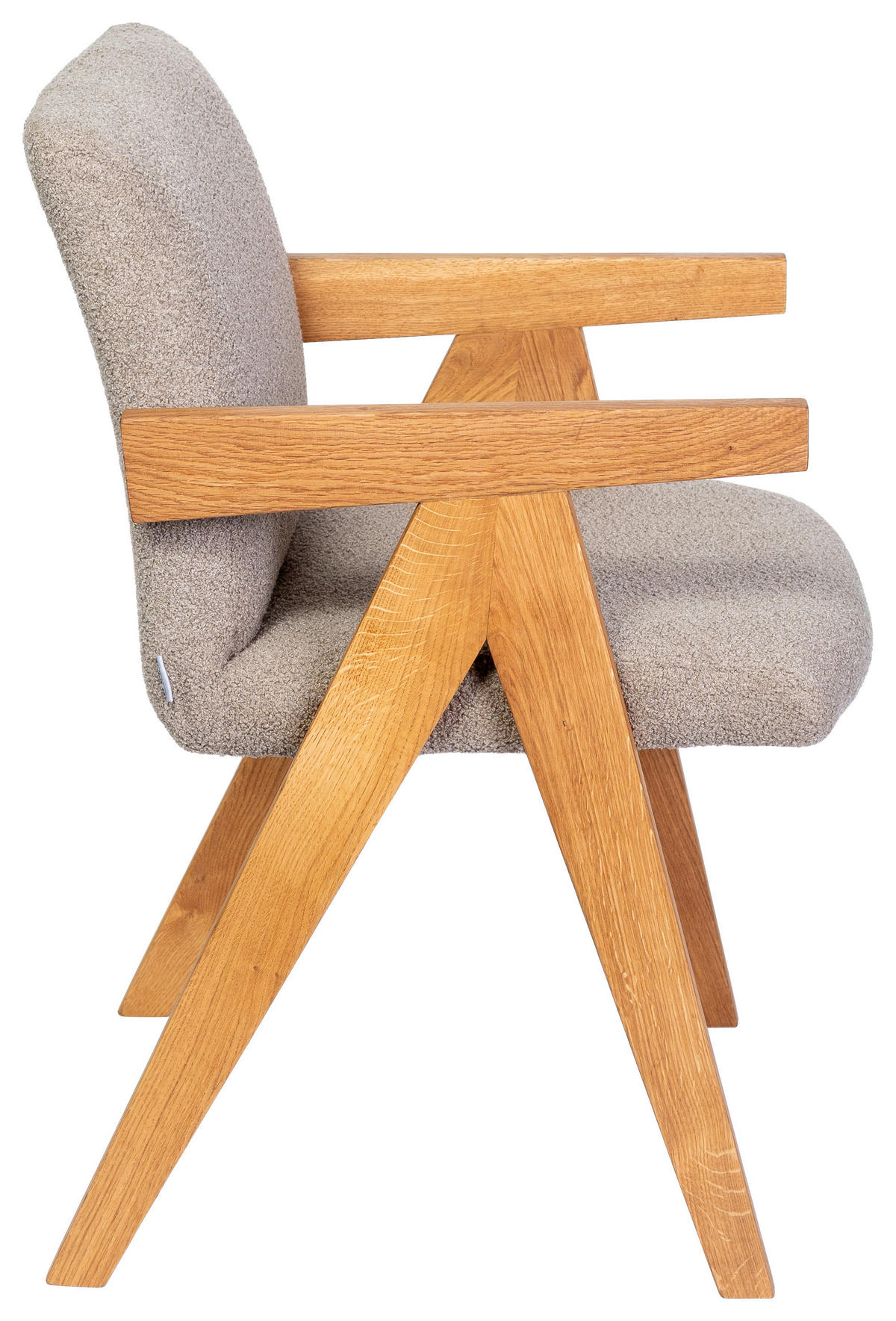 ARMLEHNSTUHL  in Bouclé  - Eichefarben/Grau, KONVENTIONELL, Holz/Textil (53,5/83/62cm) - Linea Natura