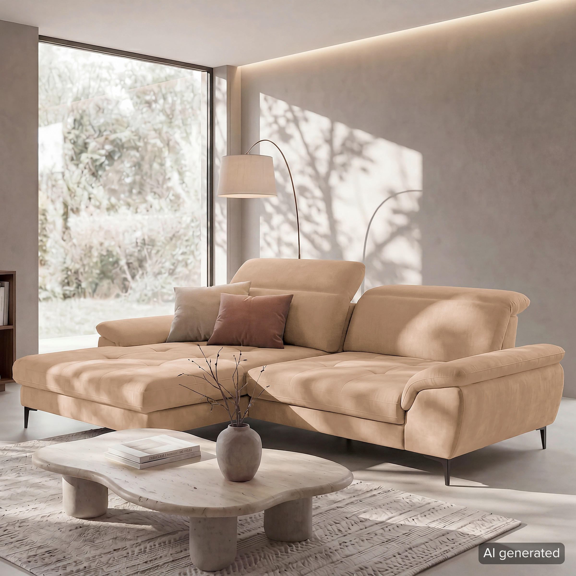 ECKSOFA PRADO Rotbraun Webstoff Bettkasten, Kopfteilverstellung, Sitztiefenverstellung  - Rotbraun/Schwarz, Design, Textil/Metall (195/268cm) - Livetastic
