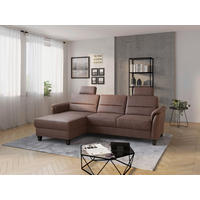 ECKSOFA PALMERA V Haselnussfarben Mikrofaser Kopfstütze, Liegefläche im Originalstoff  - Wengefarben/Haselnussfarben, KONVENTIONELL, Holz/Textil (163/244cm) - Sit & More