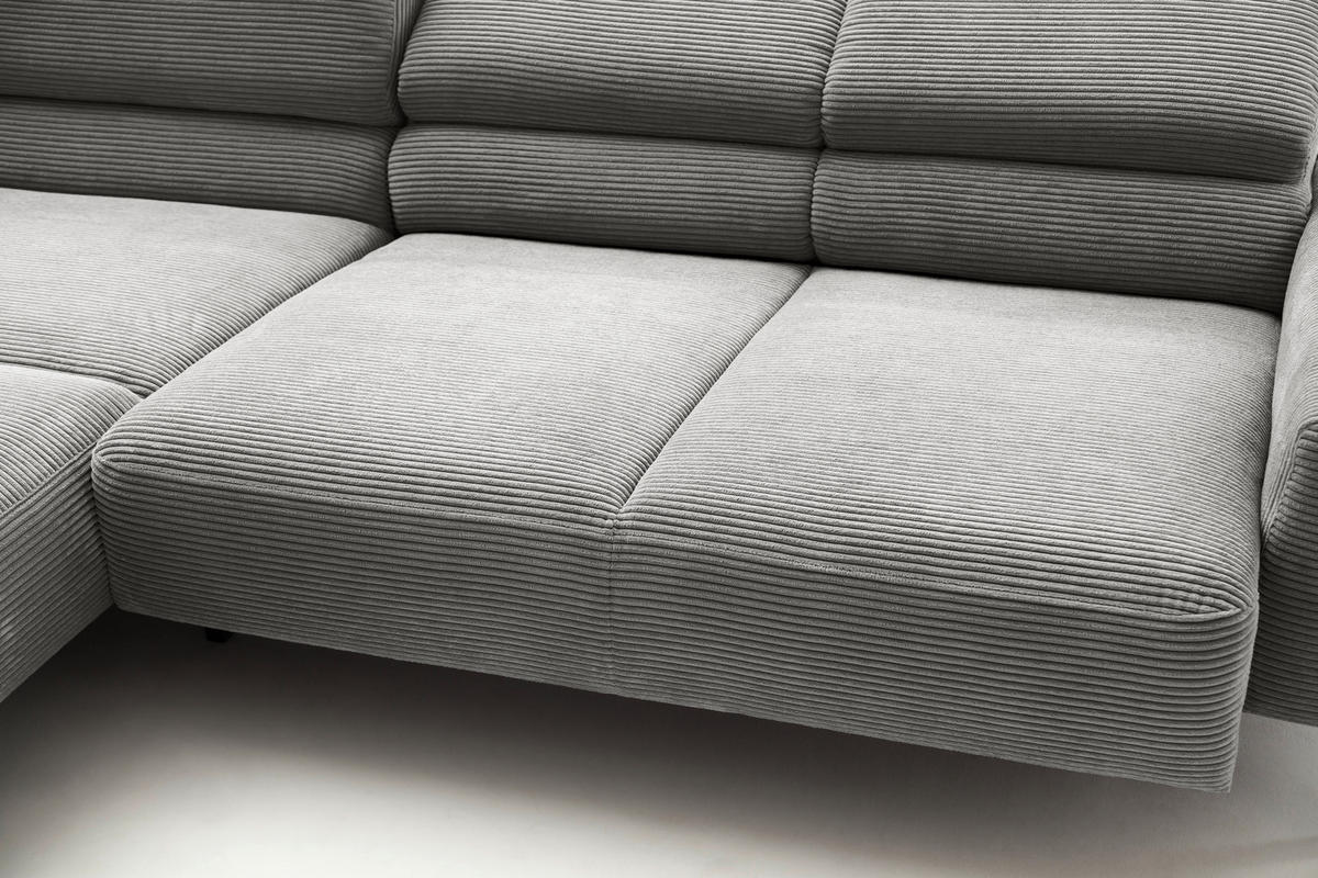 SEDEŽNA GARNITURA, rebrasti žamet siva  - črna/siva, Moderno, kovina/tekstil (276/221cm) - Pure Home Lifestyle