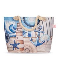 STRANDTASCHE - Sandfarben/Blau, Basics, Textil (60/43cm)