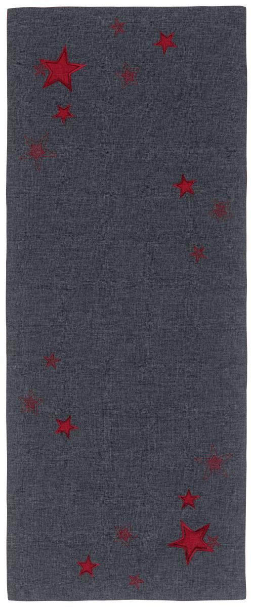 ÚZKY OBRUS, 50/150 cm, sivá, červená - sivá/červená, Lifestyle, textil (50/150cm) - X-Mas