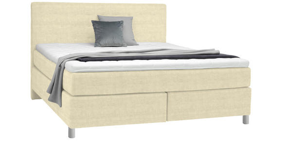 BOXSPRINGBETT 180/200 cm in Beige - Chromfarben/Beige, KONVENTIONELL, Kunststoff/Textil (180/200cm) - Voleo
