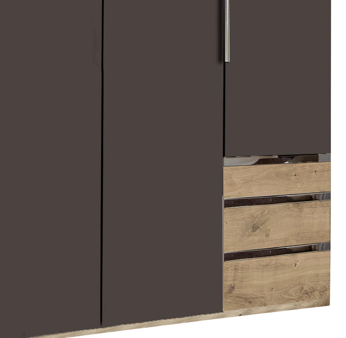 DREHTÜRENSCHRANK in Graphitfarben, Eichefarben  - Chromfarben/Eichefarben, Modern, Holzwerkstoff/Metall (300/216/58cm) - MID.YOU