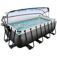 POOL-SET BLACK 400/200/122 cm  - Schwarz, KONVENTIONELL, Metall (400/200/122cm) - EXIT Toys