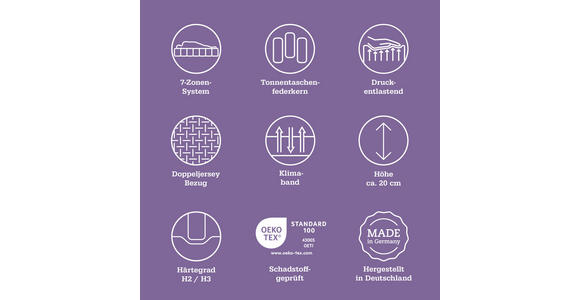 GEL-TASCHENFEDERKERNMATRATZE 90/200 cm Höhe ca. 20 cm  - Weiß, Basics, Textil (90/200cm) - Sleeptex