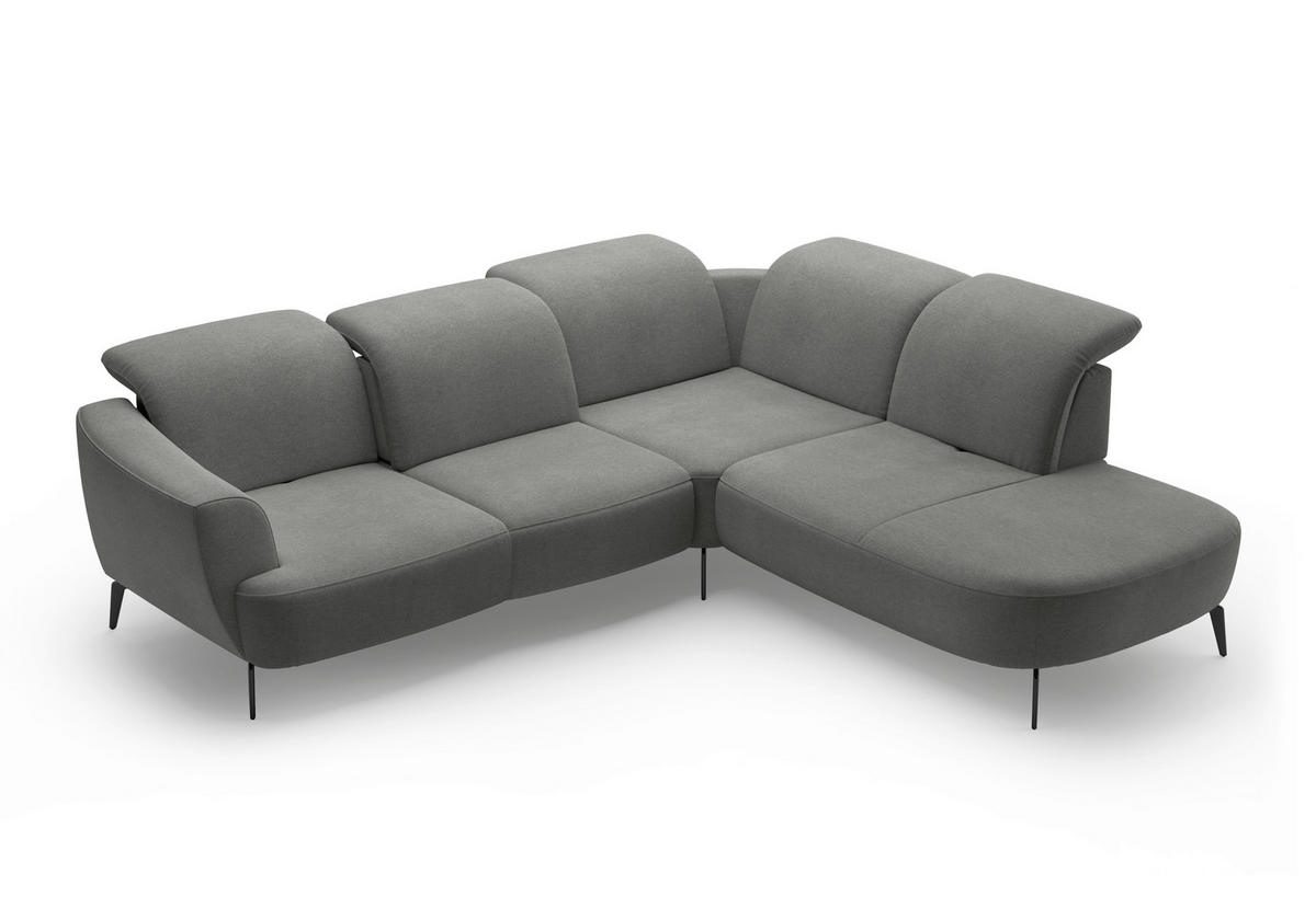ECKSOFA in Mikrofaser Schlammfarben  - Schlammfarben/Schwarz, Konventionell, Textil/Metall (300/267cm) - Sit & More