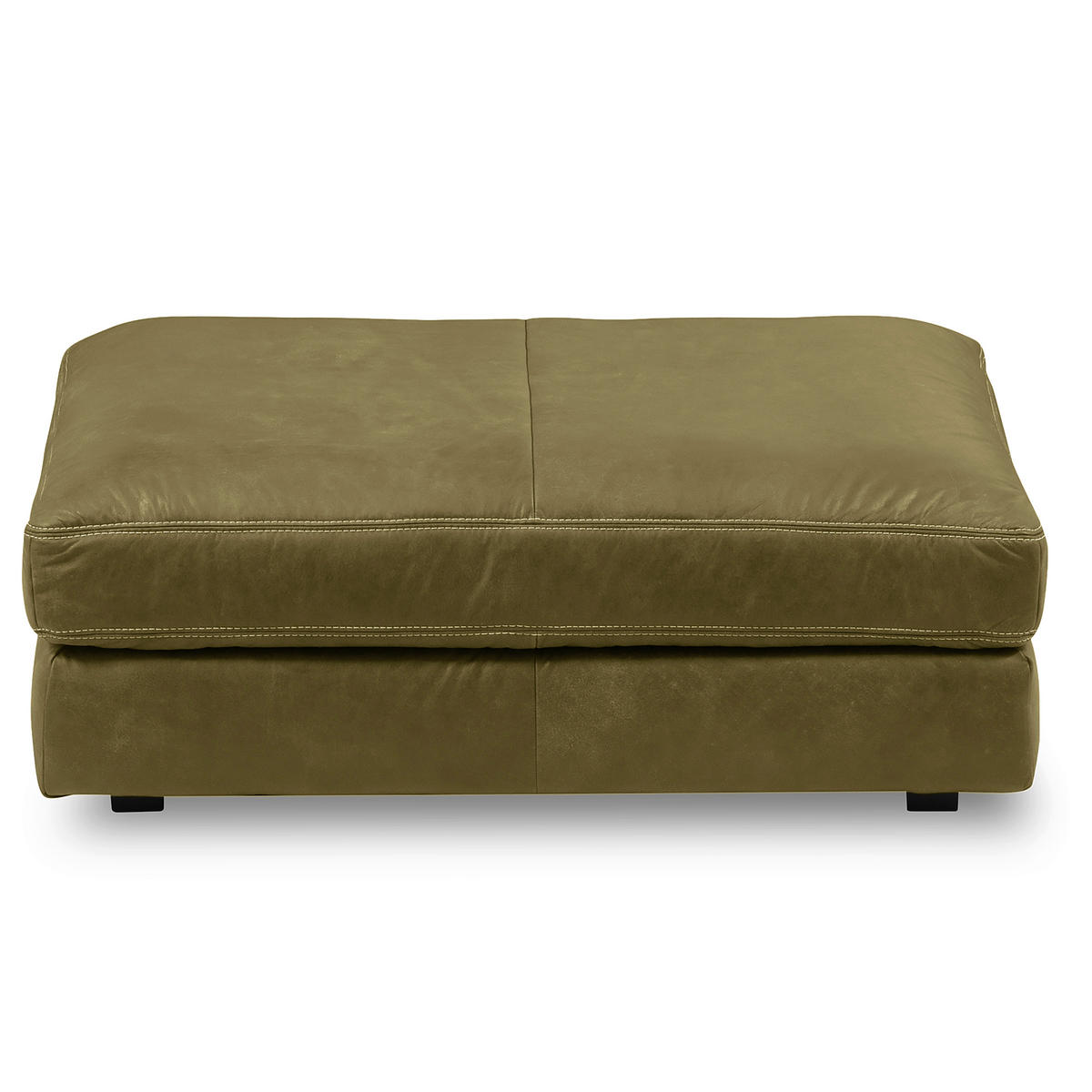 HOCKER in Leder Olivgrün  - Beige/Schwarz, Design, Leder/Kunststoff (123/45/93cm) - Livetastic