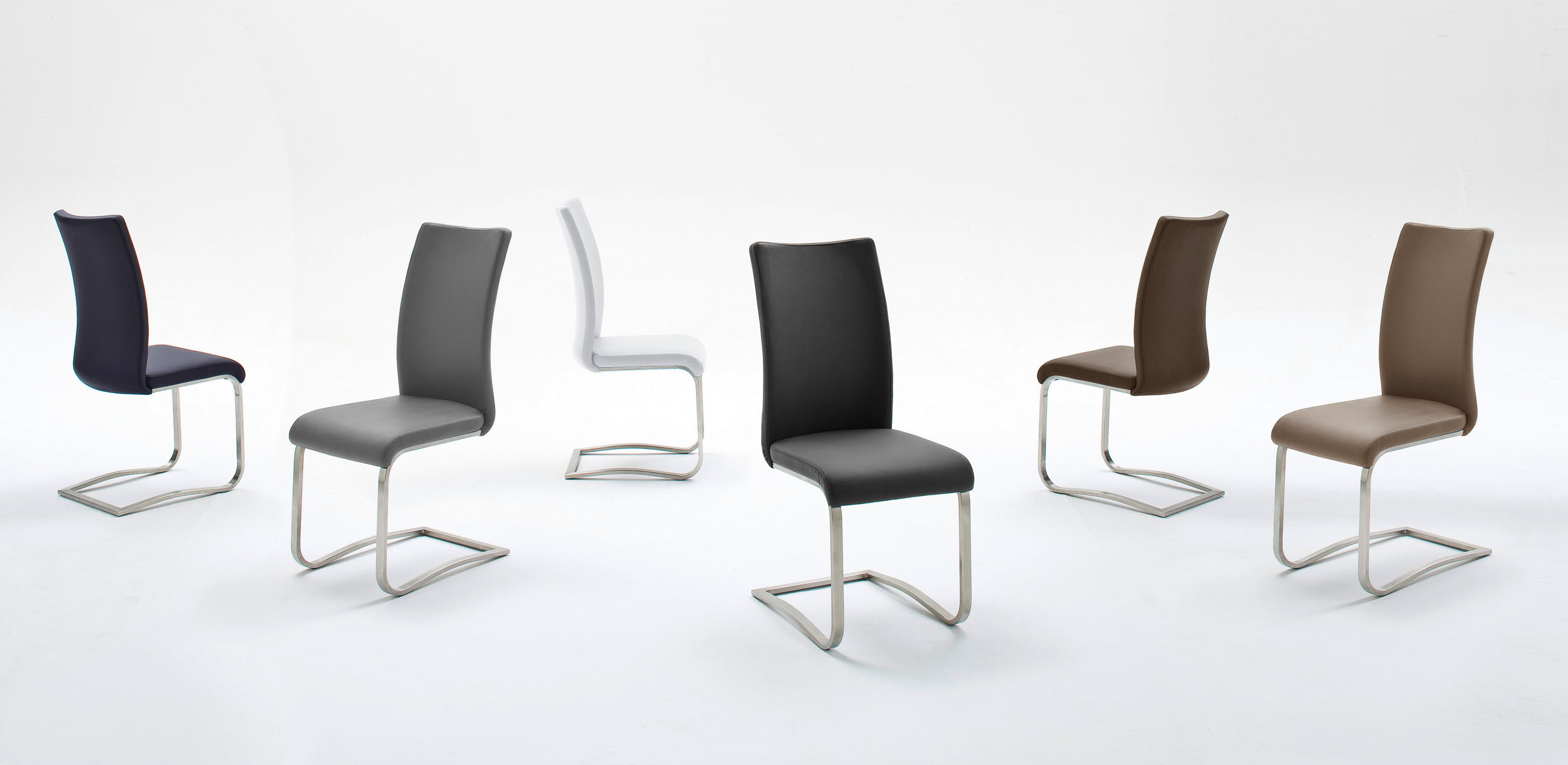 SCHWINGSTUHL  in Edelstahl Echtleder  - Edelstahlfarben/Weiß, Design, Leder/Metall (43/103/52cm) - Livetastic