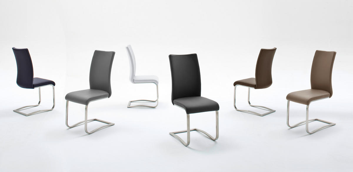 SCHWINGSTUHL  in Edelstahl Echtleder  - Edelstahlfarben/Braun, Design, Leder/Metall (43/103/52cm) - Livetastic