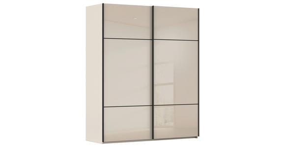 SCHWEBETÜRENSCHRANK 162/223/68 cm 2-türig Champagner - Champagner/Schwarz, KONVENTIONELL, Glas/Holzwerkstoff (162/223/68cm) - Novel