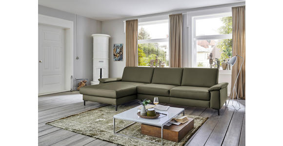 ECKSOFA in Echtleder Waldgrün 176/334 cm - Waldgrün/Schwarz, Design, Leder/Metall (176/334cm) - Dieter Knoll