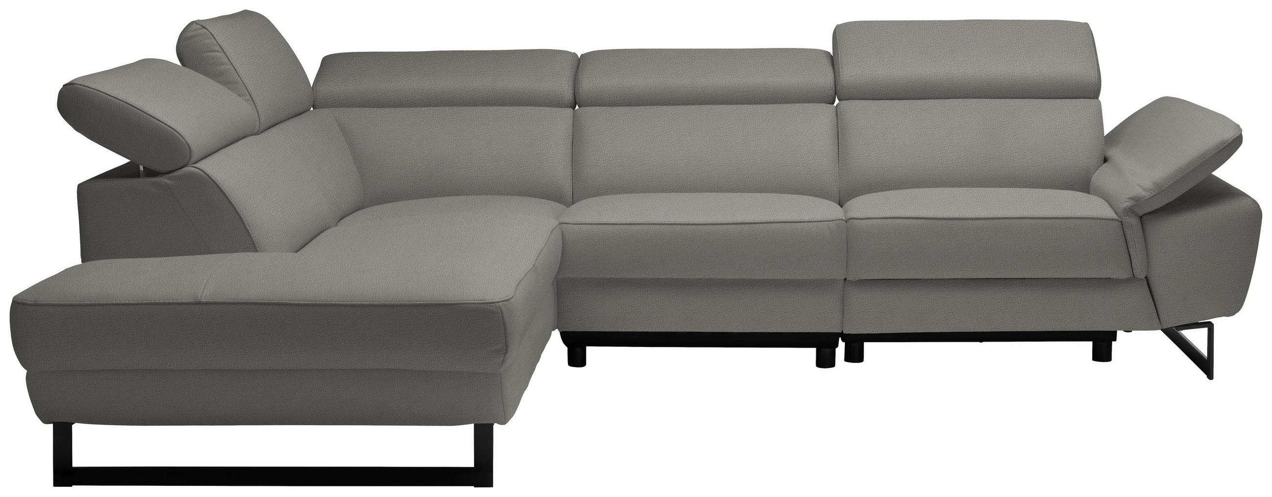 ROHOVÁ SEDAČKA, kůže, šedá - šedá/černá, Design, kov/kůže (225/281cm) - Celina Home
