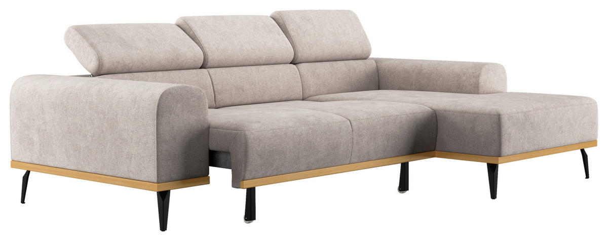 ECKSOFA Hellgrau Mikrofaser  - Hellgrau/Schwarz, KONVENTIONELL, Textil/Metall (244/157cm) - Cotta