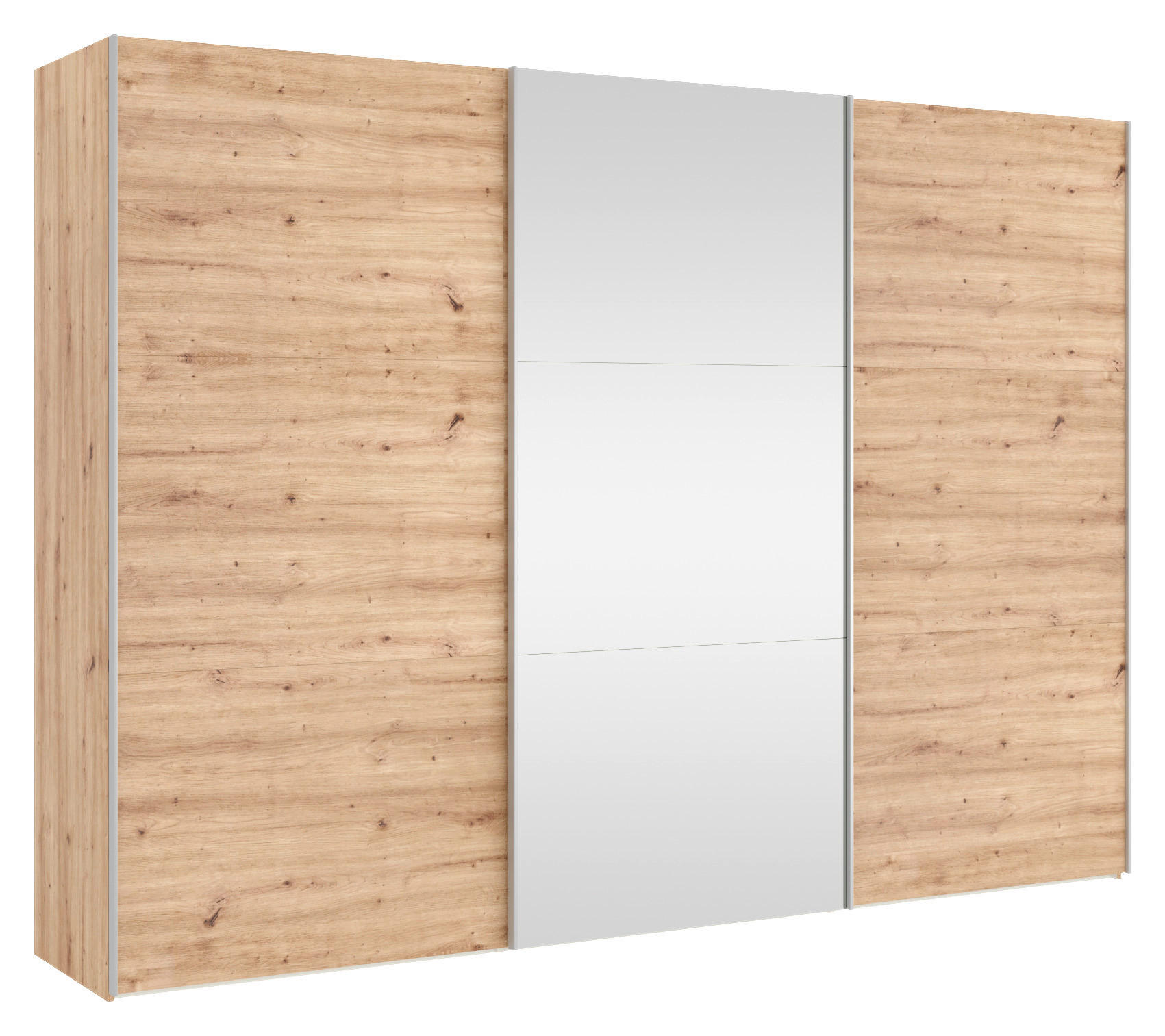 SCHWEBETÜRENSCHRANK  in Eiche Artisan  - Silberfarben/Eiche Artisan, KONVENTIONELL, Glas/Holzwerkstoff (303/220/65cm) - Jutzler