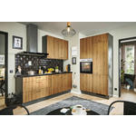 ECKKÜCHE 220/120 cm  in Graphitfarben, Schwarz, Eiche dunkel  - Eiche dunkel/Eichefarben, Design, Holzwerkstoff/Metall (220/120cm) - Xora