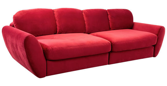 BIGSOFA Flachgewebe Rot  - Rot/Schwarz, MODERN, Kunststoff/Textil (290/96/113cm) - Cantus