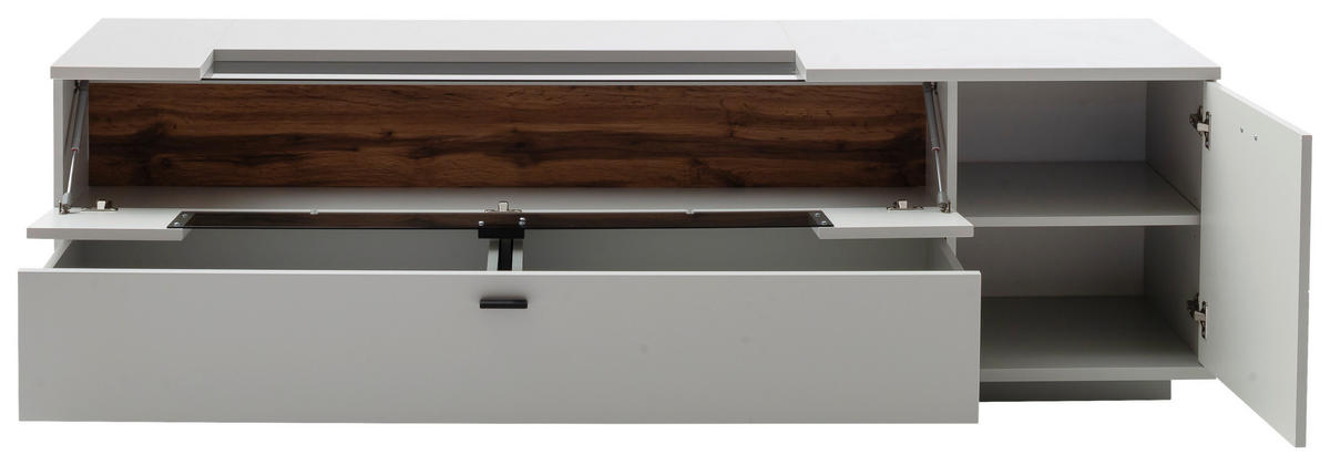 LOWBOARD Weiß, Eichefarben  195/60/50 cm  - Eichefarben/Anthrazit, Design, Glas/Holzwerkstoff (195/60/50cm) - Stylife
