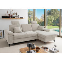 ECKSOFA Chenille Naturfarben  - Schwarz/Naturfarben, Konventionell, Textil/Metall (245/151cm) - Livetastic
