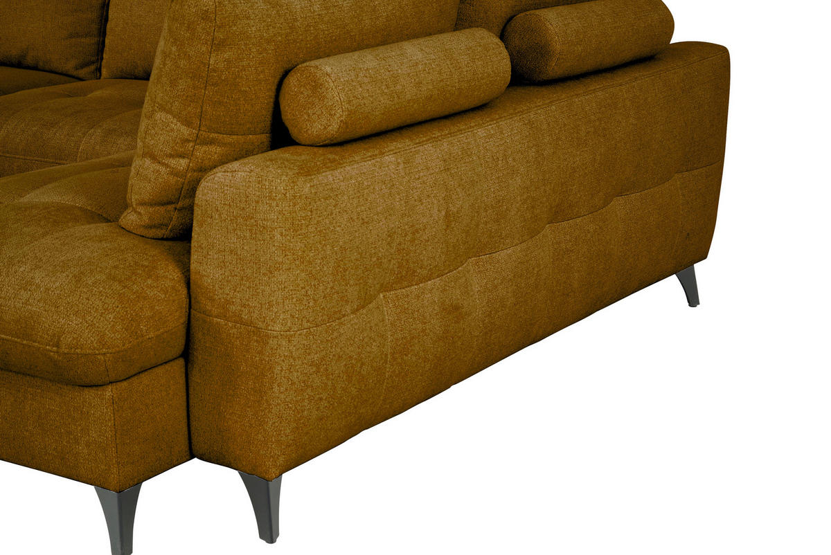 WOHNLANDSCHAFT Senfgelb Chenille  - Senfgelb/Schwarz, KONVENTIONELL, Textil/Metall (160/340/188cm) - Xora
