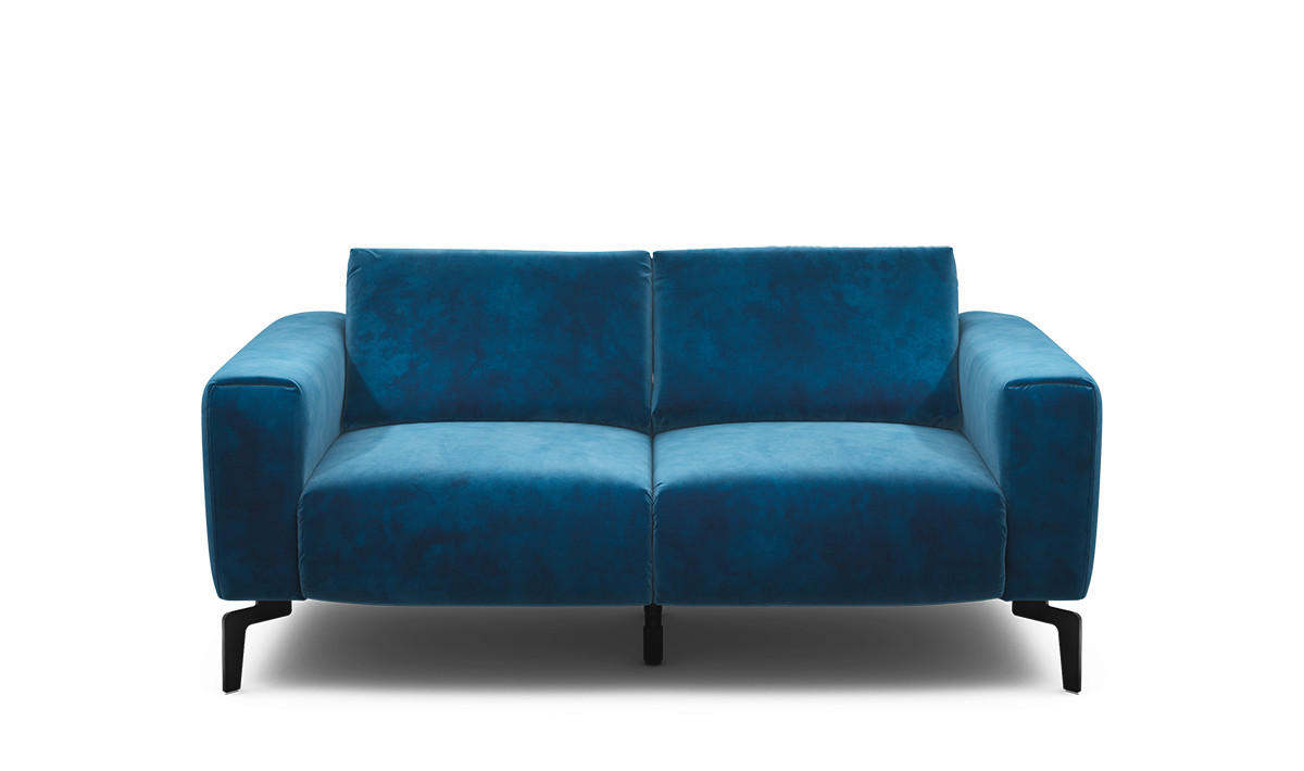 2-SITZER-SOFA Samt Blau  - Blau/Schwarz, Design, Textil/Metall (180/86/86-94cm) - SENSOO